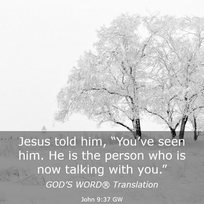 Picture 03 - John 9:37 GW - Jesus told him, “You’ve seen him. He is the - Bible Verse Picture