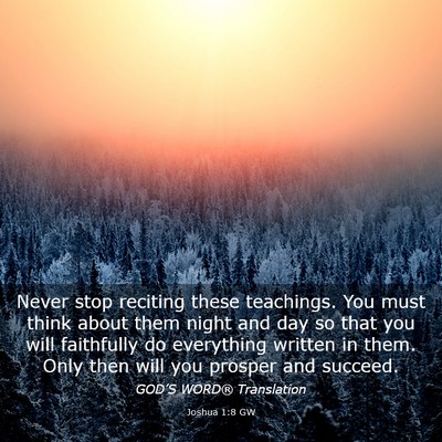 Picture 03 - Joshua 1:8 GW - Never stop reciting these teachings. You must - Bible Verse Picture