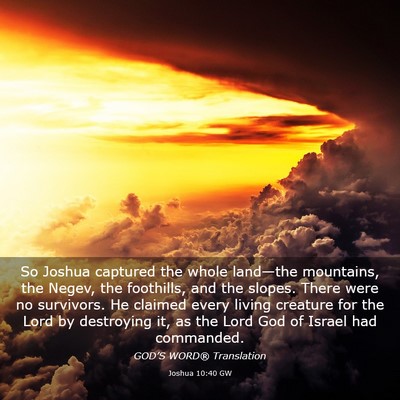 Picture 03 - Joshua 10:40 GW - So Joshua captured the whole land—the - Bible Verse Picture