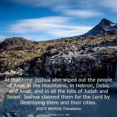 Picture 03 - Joshua 11:21 GW - At that time Joshua also wiped out the people of - Bible Verse Picture