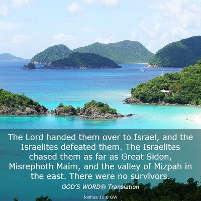 Picture 03 - Joshua 11:8 GW - The Lord handed them over to Israel, and the - Bible Verse Picture