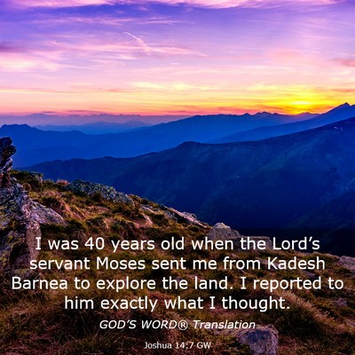 Picture 03 - Joshua 14:7 GW - I was 40 years old when the Lord’s servant - Bible Verse Picture