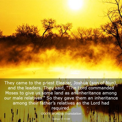 Picture 03 - Joshua 17:4 GW - They came to the priest Eleazar, Joshua (son of - Bible Verse Picture