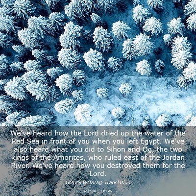 Picture 03 - Joshua 2:10 GW - We’ve heard how the Lord dried up the water of - Bible Verse Picture