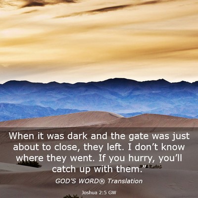 Picture 03 - Joshua 2:5 GW - When it was dark and the gate was just about to - Bible Verse Picture