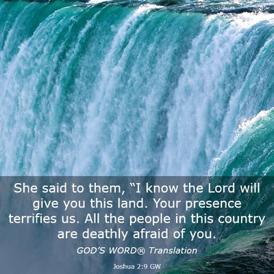 Picture 03 - Joshua 2:9 GW - She said to them, “I know the Lord will give - Bible Verse Picture