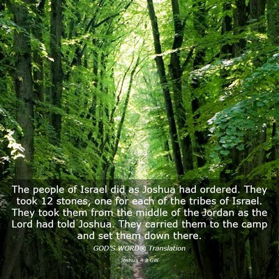 Picture 03 - Joshua 4:8 GW - The people of Israel did as Joshua had ordered. - Bible Verse Picture