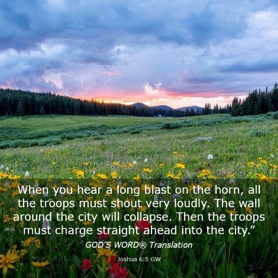 Picture 03 - Joshua 6:5 GW - When you hear a long blast on the horn, all the - Bible Verse Picture