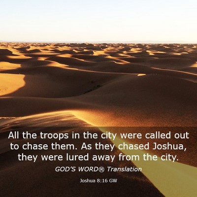 Picture 03 - Joshua 8:16 GW - All the troops in the city were called out to - Bible Verse Picture