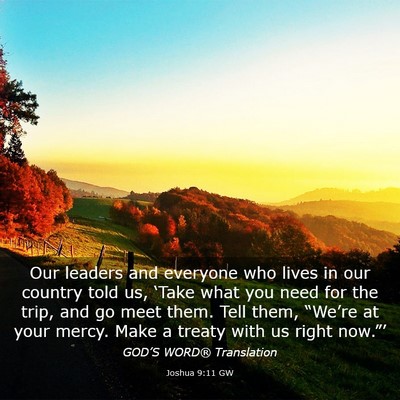 Picture 03 - Joshua 9:11 GW - Our leaders and everyone who lives in our country - Bible Verse Picture