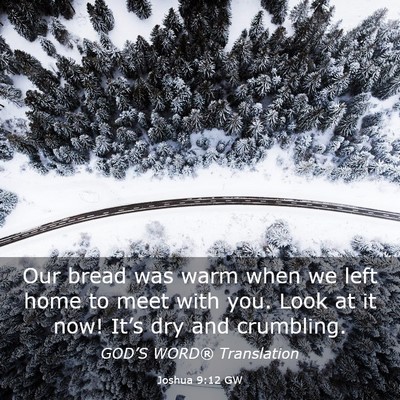 Picture 03 - Joshua 9:12 GW - Our bread was warm when we left home to meet with - Bible Verse Picture