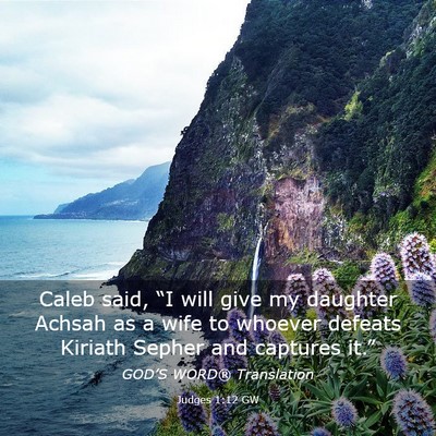 Picture 03 - Judges 1:12 GW - Caleb said, “I will give my daughter Achsah as - Bible Verse Picture