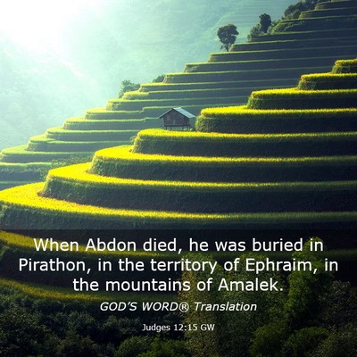 Picture 03 - Judges 12:15 GW - When Abdon died, he was buried in Pirathon, in - Bible Verse Picture