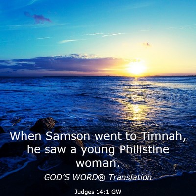 Picture 03 - Judges 14:1 GW - When Samson went to Timnah, he saw a young - Bible Verse Picture