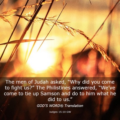 Picture 03 - Judges 15:10 GW - The men of Judah asked, “Why did you come to - Bible Verse Picture