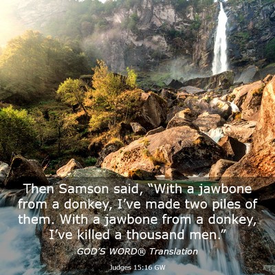 Picture 03 - Judges 15:16 GW - Then Samson said, “With a jawbone from a - Bible Verse Picture