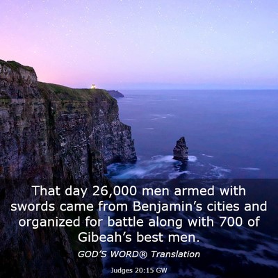 Picture 03 - Judges 20:15 GW - That day 26,000 men armed with swords came from - Bible Verse Picture