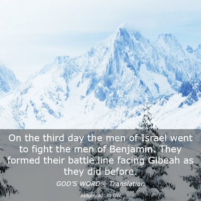 Picture 03 - Judges 20:30 GW - On the third day the men of Israel went to fight - Bible Verse Picture