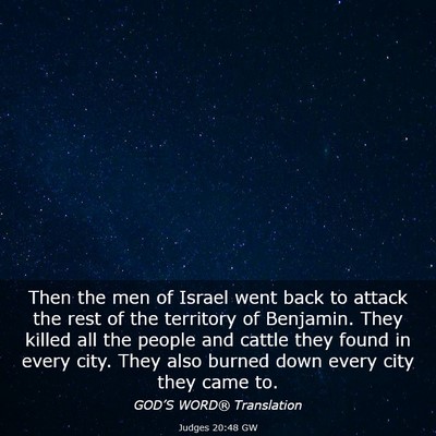 Picture 03 - Judges 20:48 GW - Then the men of Israel went back to attack the - Bible Verse Picture