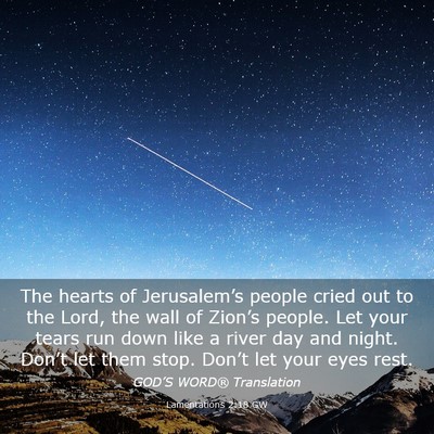 Picture 03 - Lamentations 2:18 GW - The hearts of Jerusalem’s people cried out to - Bible Verse Picture