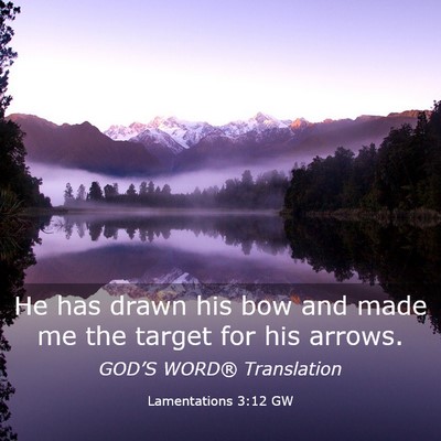 Picture 03 - Lamentations 3:12 GW - He has drawn his bow and made me the target for - Bible Verse Picture