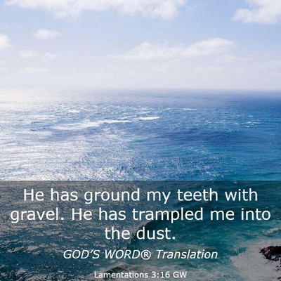 Picture 03 - Lamentations 3:16 GW - He has ground my teeth with gravel. He has - Bible Verse Picture