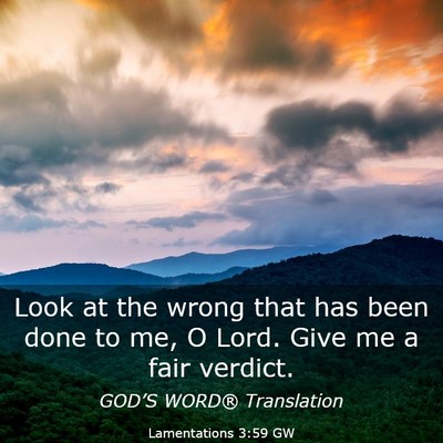 Picture 03 - Lamentations 3:59 GW - Look at the wrong that has been done to me, O - Bible Verse Picture