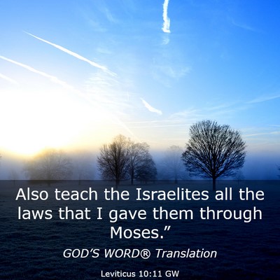Picture 03 - Leviticus 10:11 GW - Also teach the Israelites all the laws that I - Bible Verse Picture