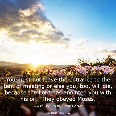 Picture 03 - Leviticus 10:7 GW - You must not leave the entrance to the tent of - Bible Verse Picture