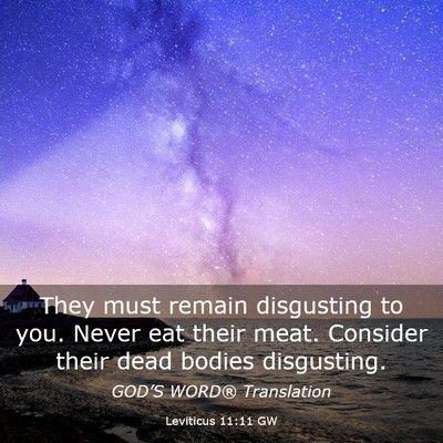 Picture 03 - Leviticus 11:11 GW - They must remain disgusting to you. Never eat - Bible Verse Picture