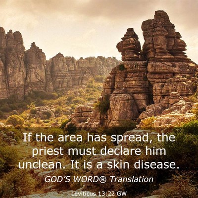 Picture 03 - Leviticus 13:22 GW - If the area has spread, the priest must declare - Bible Verse Picture