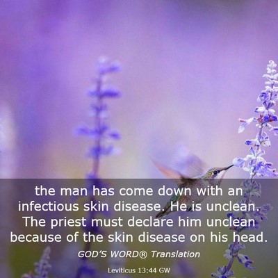 Picture 03 - Leviticus 13:44 GW - the man has come down with an infectious skin - Bible Verse Picture