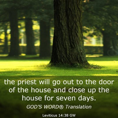 Picture 03 - Leviticus 14:38 GW - the priest will go out to the door of the house - Bible Verse Picture