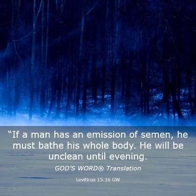 Picture 03 - Leviticus 15:16 GW - “If a man has an emission of semen, he must - Bible Verse Picture