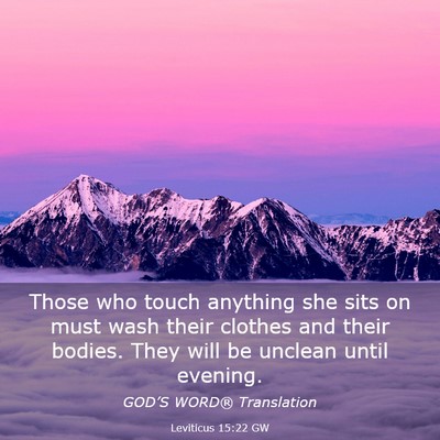 Picture 03 - Leviticus 15:22 GW - Those who touch anything she sits on must wash - Bible Verse Picture