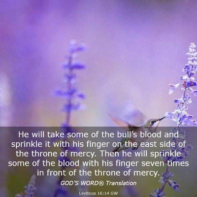 Picture 03 - Leviticus 16:14 GW - He will take some of the bull’s blood and - Bible Verse Picture