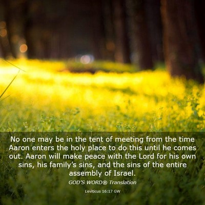 Picture 03 - Leviticus 16:17 GW - No one may be in the tent of meeting from the - Bible Verse Picture