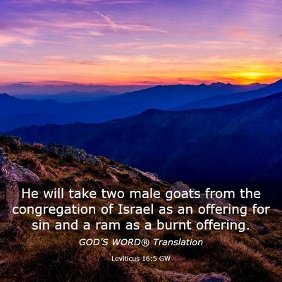 Picture 03 - Leviticus 16:5 GW - He will take two male goats from the congregation - Bible Verse Picture