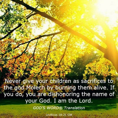 Picture 03 - Leviticus 18:21 GW - Never give your children as sacrifices to the god - Bible Verse Picture