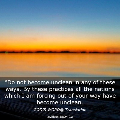 Picture 03 - Leviticus 18:24 GW - “Do not become unclean in any of these ways. By - Bible Verse Picture