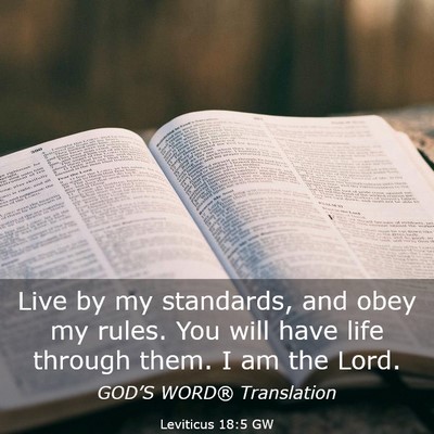 Picture 03 - Leviticus 18:5 GW - Live by my standards, and obey my rules. You will - Bible Verse Picture
