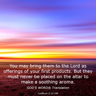 Picture 03 - Leviticus 2:12 GW - You may bring them to the Lord as offerings of - Bible Verse Picture