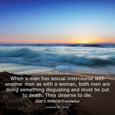 Picture 03 - Leviticus 20:13 GW - When a man has sexual intercourse with another - Bible Verse Picture