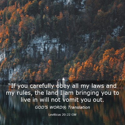 Picture 03 - Leviticus 20:22 GW - “If you carefully obey all my laws and my - Bible Verse Picture