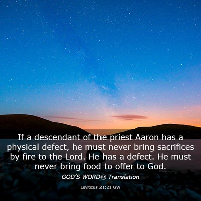Picture 03 - Leviticus 21:21 GW - If a descendant of the priest Aaron has a - Bible Verse Picture