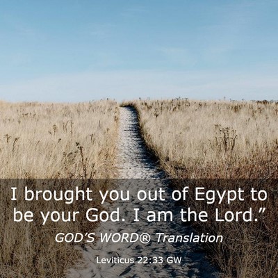 Picture 03 - Leviticus 22:33 GW - I brought you out of Egypt to be your God. I am - Bible Verse Picture