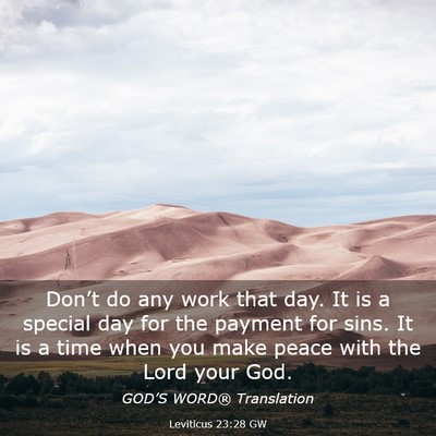 Picture 03 - Leviticus 23:28 GW - Don’t do any work that day. It is a special day - Bible Verse Picture