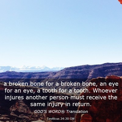 Picture 03 - Leviticus 24:20 GW - a broken bone for a broken bone, an eye for an - Bible Verse Picture
