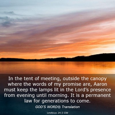 Picture 03 - Leviticus 24:3 GW - In the tent of meeting, outside the canopy where - Bible Verse Picture