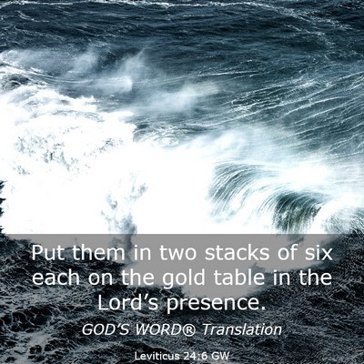 Picture 03 - Leviticus 24:6 GW - Put them in two stacks of six each on the gold - Bible Verse Picture